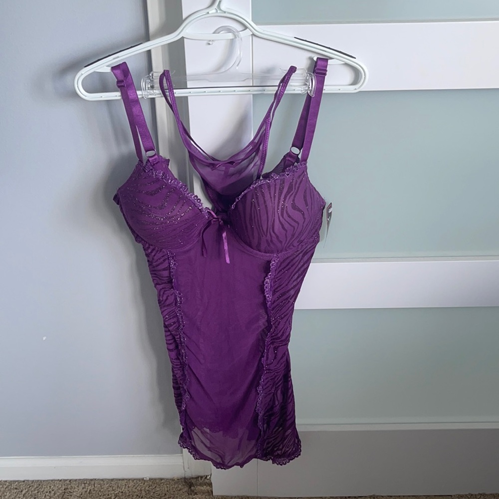 Native Intimates Purple Zebra Chemise Babydoll